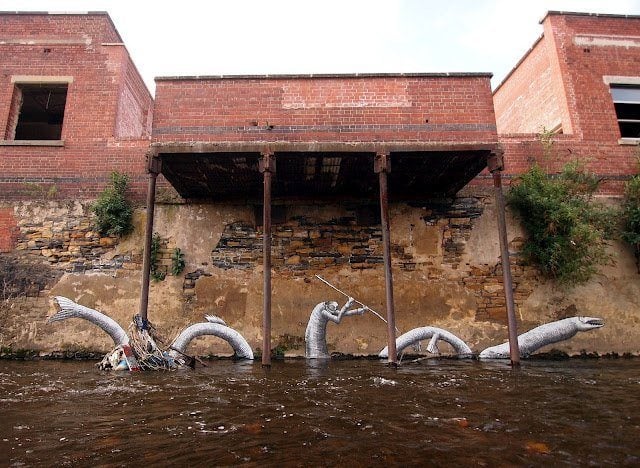 Phlegm is a master of using street art to create a story out of an urban environment