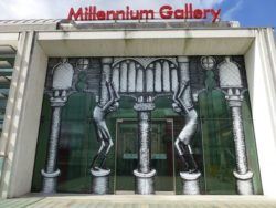 The finished mural for Millenium Gallery by street artist Phlegm