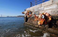 Bordalo Segundo turns garbage into attractive modern sculptures of fish and displays his art in a harbour for all to see
