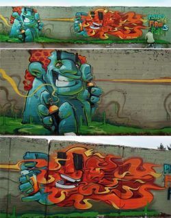 Graffiti artist Erase shows off his traditional graffiti character design skills