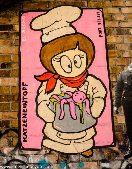 Little Lucy isn't so innocent in this graffiti paste up by El Bocho