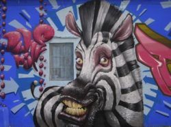 Street artist Duke 103 creates a funny parody of Marty the Zebra from the animated film Madagascar